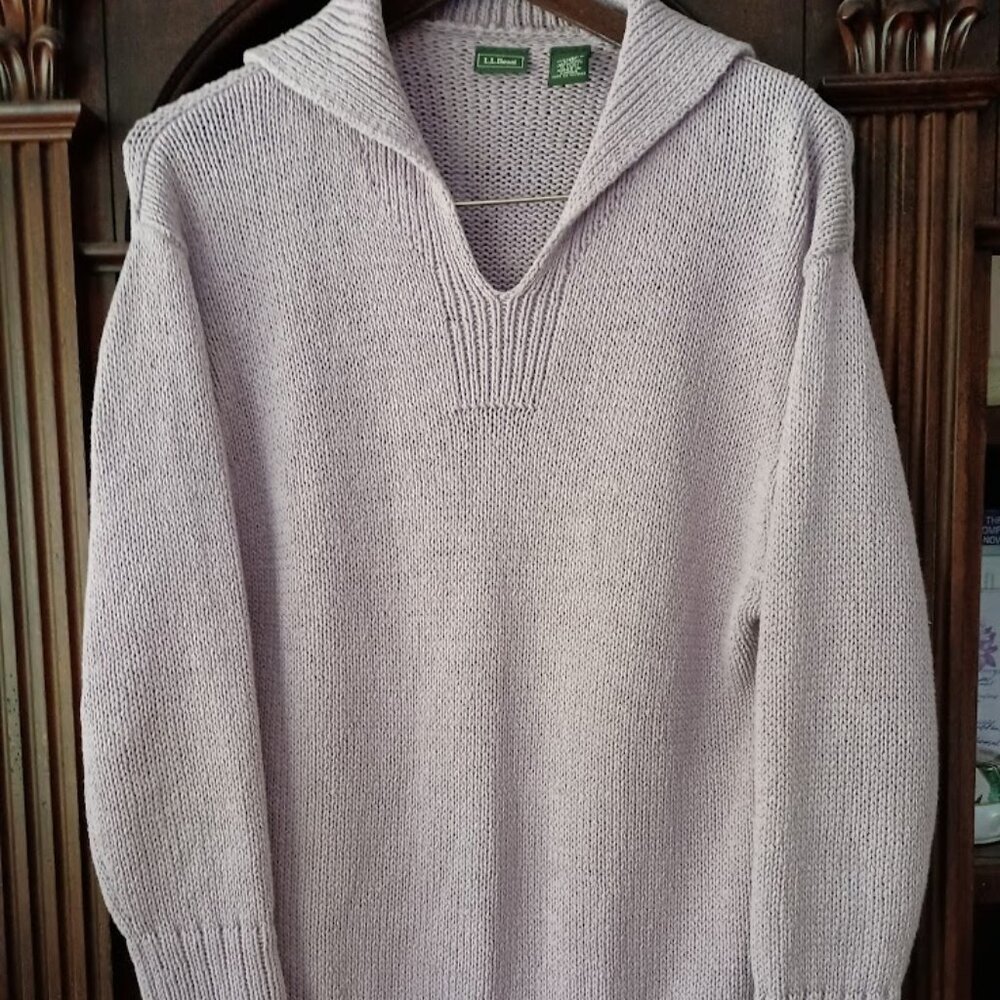 Women’s L.L. Bean Lilac Linen-Cotton Long Tunic Sweater Sz M